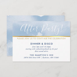 PARTY CELEBRATION KARTE Gold blass blaue Aquarellf