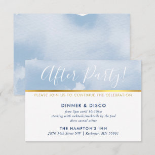 PARTY CELEBRATION KARTE Gold blass blaue Aquarellf