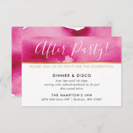 PARTY CELEBRATION KARTE Gold dunkelrosa Aquarell