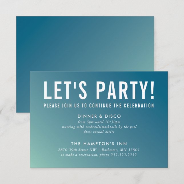 PARTY CELEBRATION KARTE Moderne blaue Pfefferminzn (Vorne/Hinten)