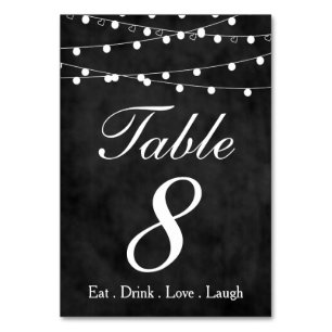Party "Chalkboard Fairy Lights & Hearts" Tabelle 8 Tischnummer