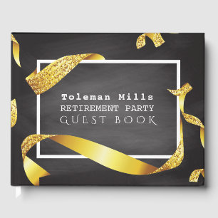 Party Chalkboard Gold Ribbbons Gästebuch