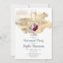 Party Champagne Glitzer Floral Einladung