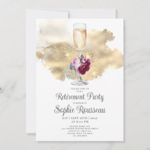 Party Champagne Glitzer Floral Einladung