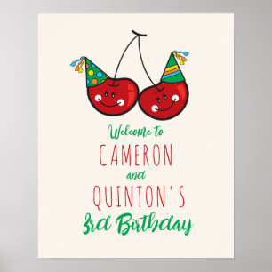 Party Cheeky Cherries Kinder Twins Geburtstag Will Poster