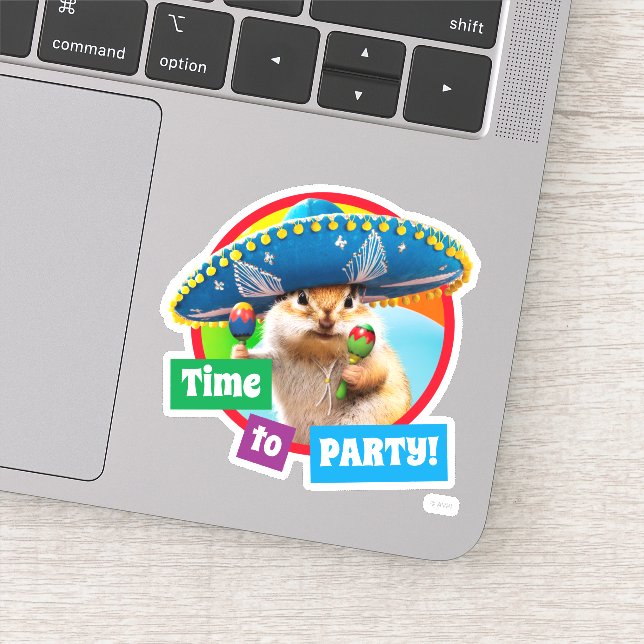 Party Chipmunk in Sombrero Aufkleber (Detail)