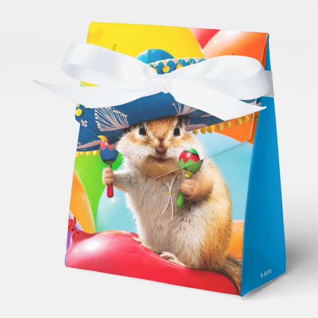 Party Chipmunk in Sombrero Geschenkschachtel (Vorderseite)