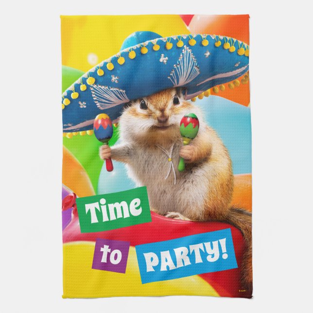 Party Chipmunk in Sombrero Geschirrtuch (Vertikal)