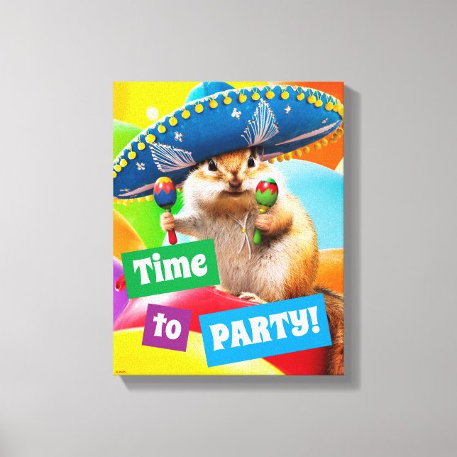 Party Chipmunk in Sombrero Leinwanddruck (Vorderseite)
