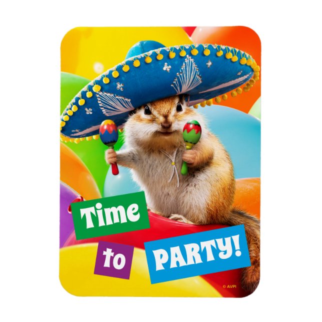 Party Chipmunk in Sombrero Magnet (Vertikal)