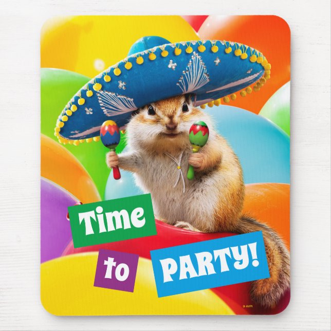 Party Chipmunk in Sombrero Mousepad (Vorne)