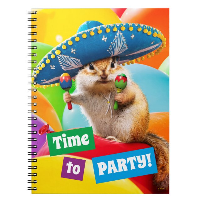 Party Chipmunk in Sombrero Notizblock (Vorderseite)