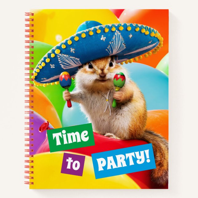 Party Chipmunk in Sombrero Notizbuch (Vorderseite)