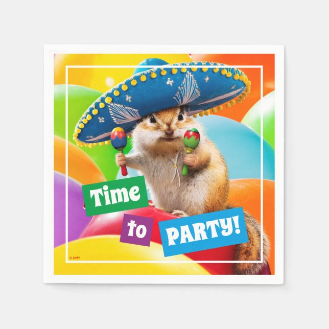 Party Chipmunk in Sombrero Serviette (Vorderseite)