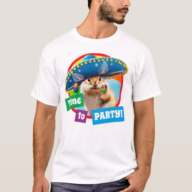 Party Chipmunk in Sombrero T-Shirt (Vorderseite)