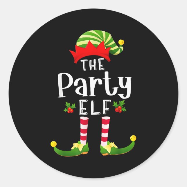 Party Christmas Elf Matching Pajama X-mas Party  Runder Aufkleber (Vorderseite)