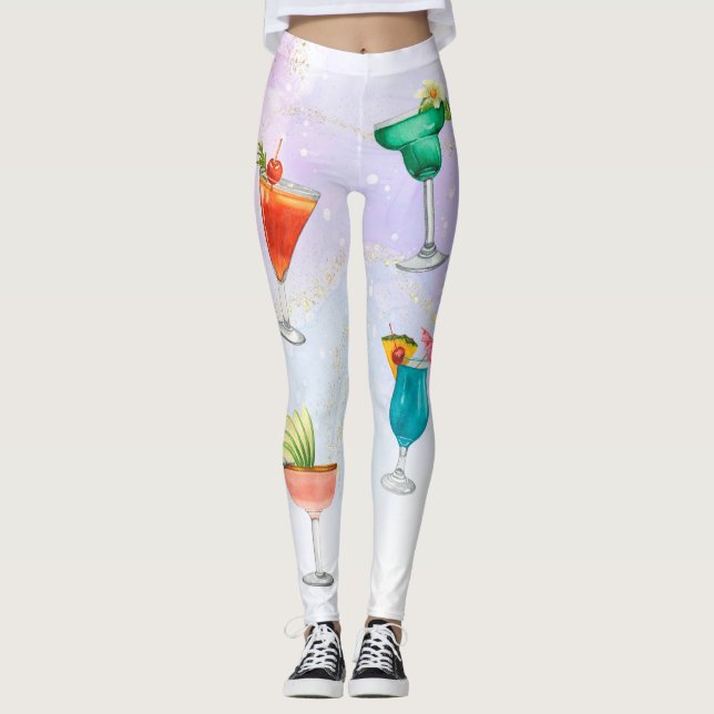 Party-Cocktail-Drinks mit hellen Regenbogenfarben Leggings (Vorderseite)