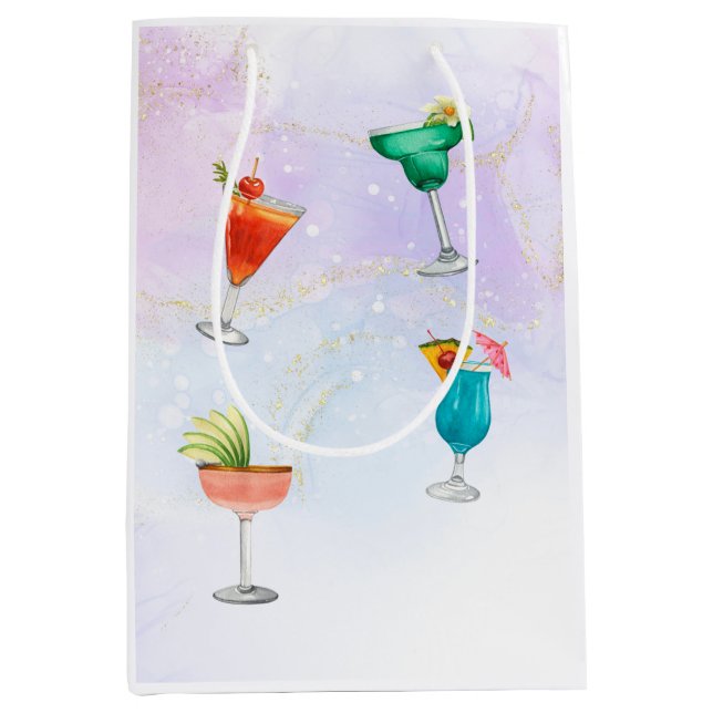 Party-Cocktail-Drinks mit hellen Regenbogenfarben Mittlere Geschenktüte (Vorderseite)