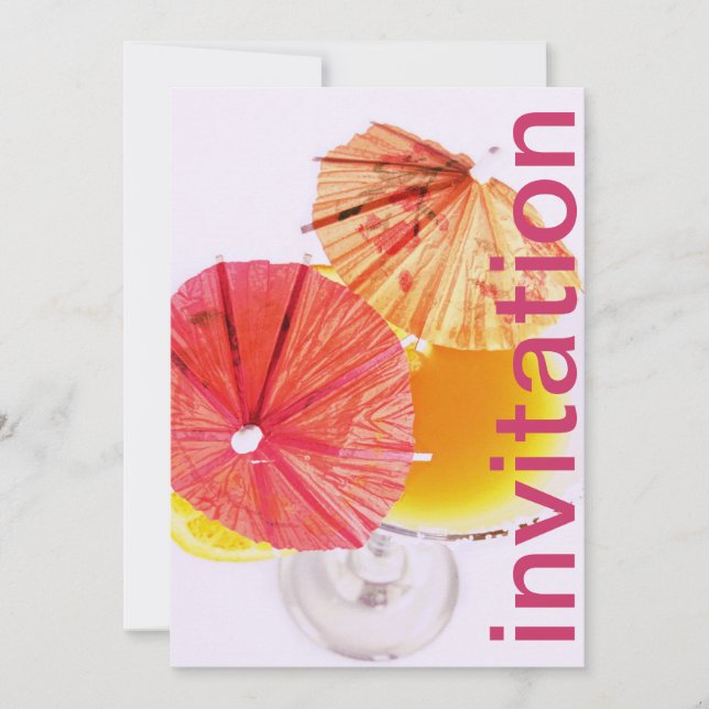 Party-Cocktail mit farbigen Papierschirmen Einladung (Vorderseite)