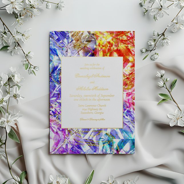 Party Color Diamond Rainbow Edelstone Hochzeit Folieneinladung (Von Creator hochgeladen)