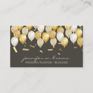 Party Confetti Event Brown Gold Ballon Visitenkarte