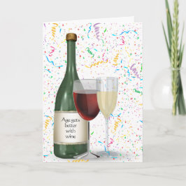 Party Confetti Weinflasche zum Geburtstag Karte