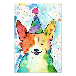Party Corgi Aquarelldruck Fotodruck