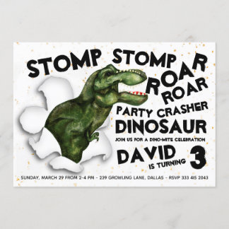 Party Crasher Dinosaur Geburtstagseinladung Einladung