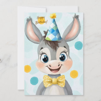 Party Cute Animal Birthday Invitation Donkey Einladung