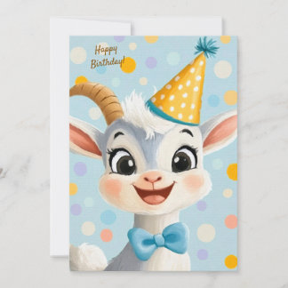 Party Cute Animal Birthday Invitation Goat Einladung