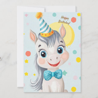 Party Cute Animal Birthday Invitation Horse Einladung