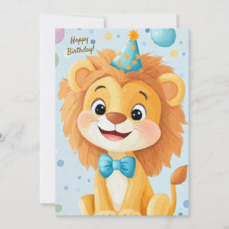 Party Cute Animal Birthday Invitation Lion Einladung