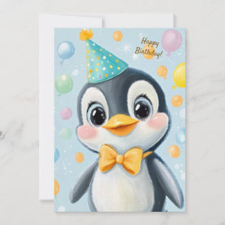 Party Cute Animal Birthday Invitation Penguin Einladung