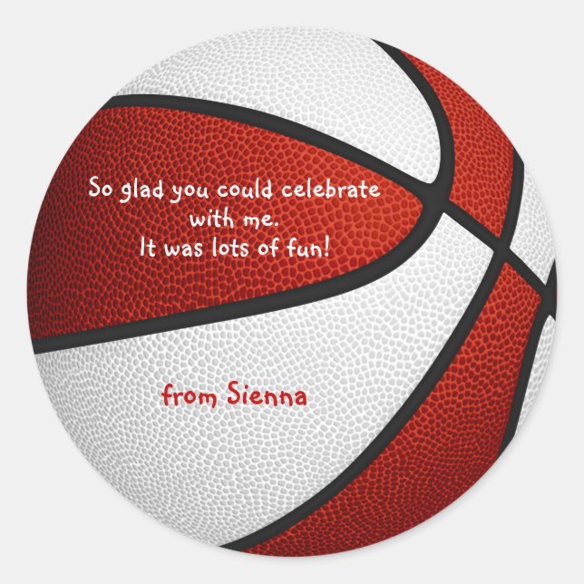 Party Dankeschön an die weißen Basketballmädchen Runder Aufkleber (Vorderseite)