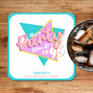 Party der 90er Jahre wie es ist 30. Geburtstag Par Rechteckiger Pappuntersetzer