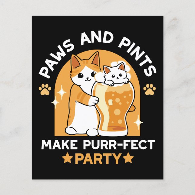 Party der Katze - Pasten und Pints Flyer (Vorne)