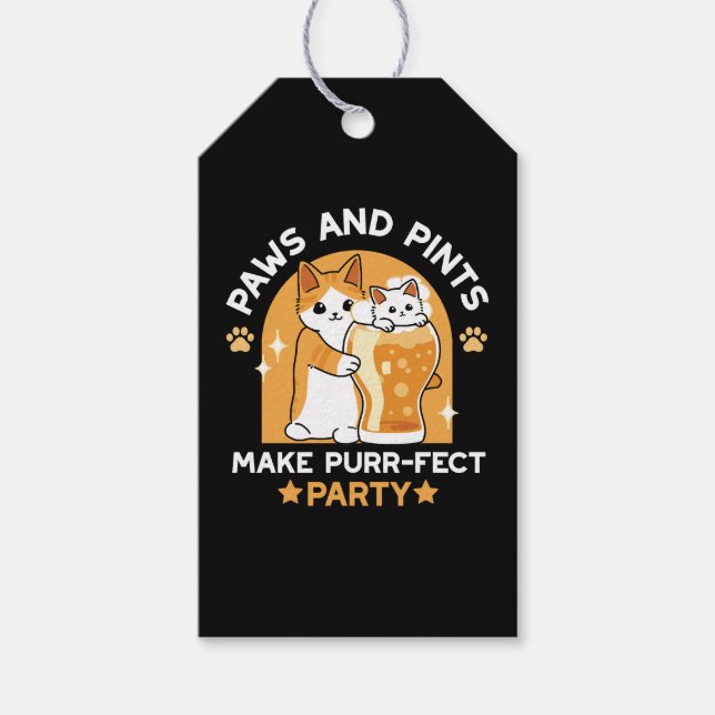 Party der Katze - Pasten und Pints Geschenkanhänger (Vorderseite)