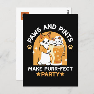 Party der Katze - Pasten und Pints Postkarte