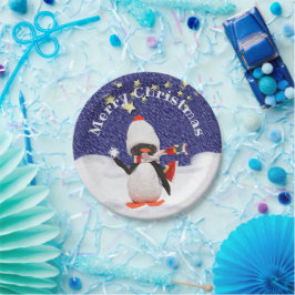 Party der Kinder Frohe Weihnachts-Winterpinguin Pappteller
