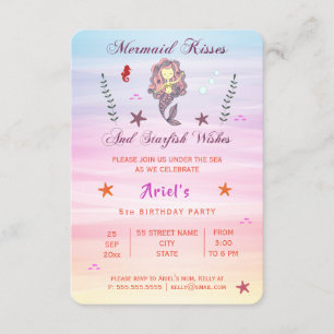 Party der Meerjungfraukuss-und Starfish-Wunsch-  Einladung