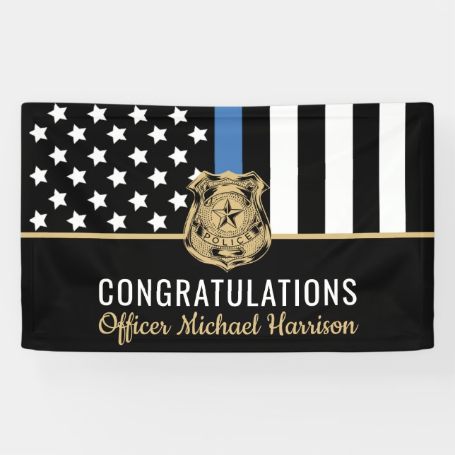 Party der Police Blue Line Flag Academy Graduation Banner (Horizontal)