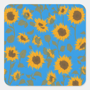 Party der Sonnenblumen Quadratischer Aufkleber