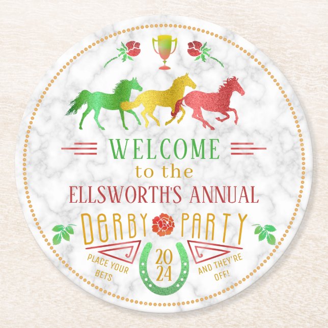 Party Derby Day Racing Racing Runder Pappuntersetzer (Vorderseite)