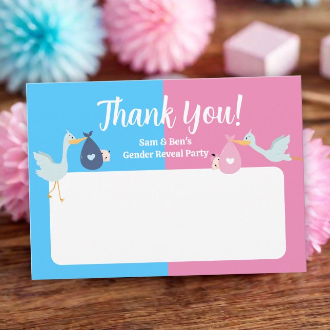 Party des Blauen Rosa Geschlechts Dankeskarte (Blue Pink Gender Reveal Party Thank You Card
)