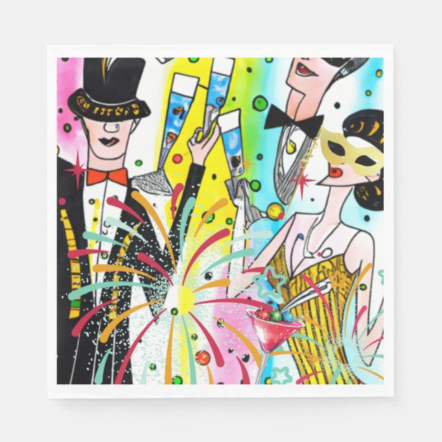 Party des Neujahrs Serviette (Vorderseite)