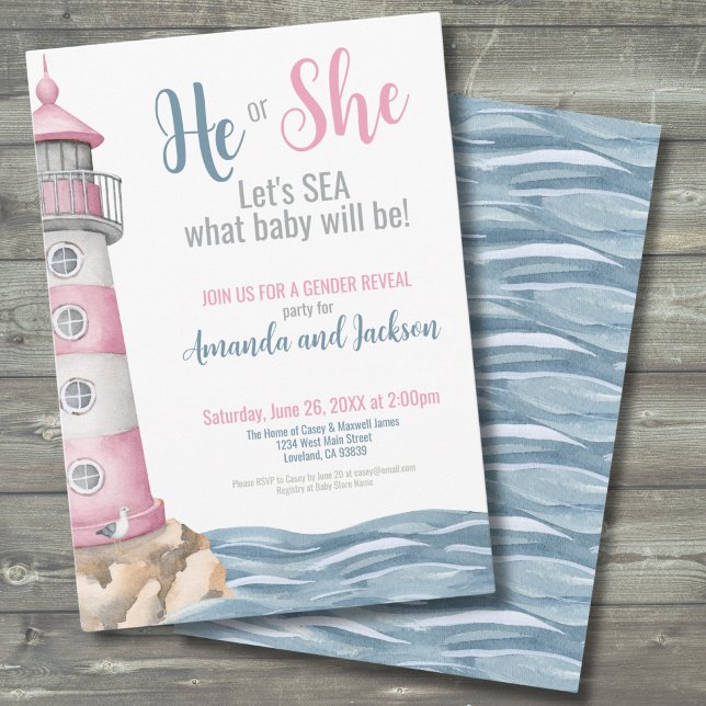 Party des Sommers Einladung (He She Pink Blue Summer Gender Reveal Party Invitation)