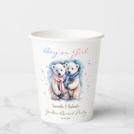 Party des Watercolor Baby Bear Winter Gender Revea Pappbecher