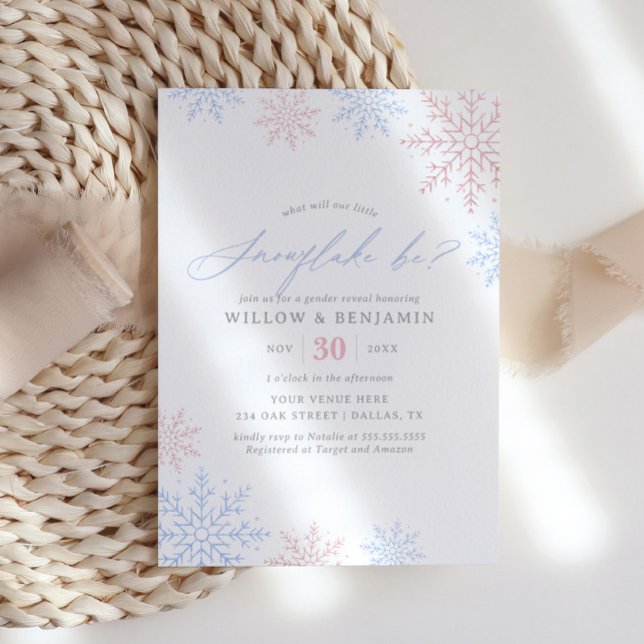 Party des Wintergeschlechts Snowflake Einladung (Von Creator hochgeladen)