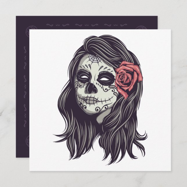 Party Dia de los Muertos| Einladung (Vorne/Hinten)