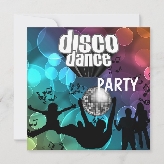 Party Disco Dance Retro Blauer Bubble Einladung (Vorderseite)